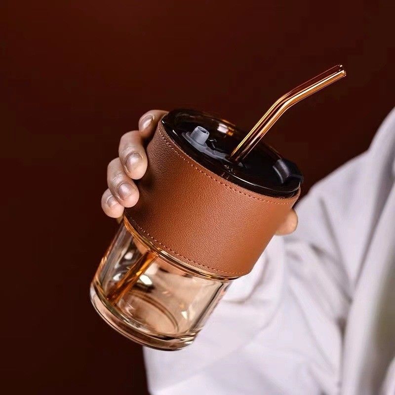 Taças de café claras com tampa e canudos para BPA livre de vazamento