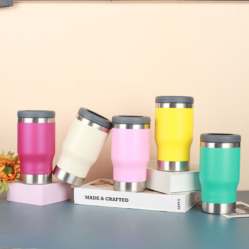 Estilo minimalista Custom 14oz aço inoxidável parede dupla vácuo isolado refrigerador de cerveja pode com abertura de garrafas