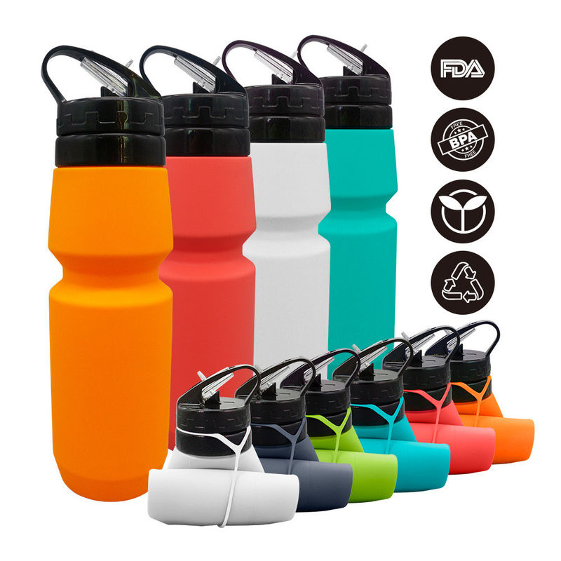750 ml garrafa de água de silicone revestida anti-corrosição para viagens e esportes personalizável