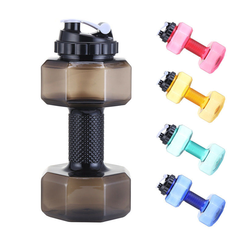Adultos PETG Eco-friendly 2.6L garrafa de água em forma de haltere para exercícios de fitness esportivo