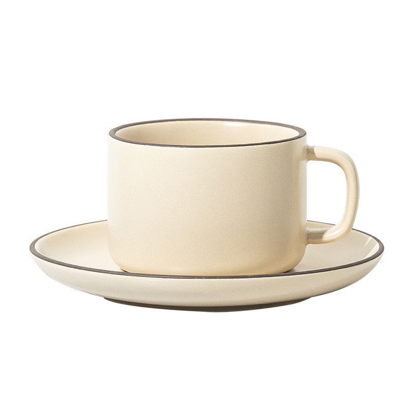 250 ml Capacidade Taça de café e prato de cerâmica nórdica mate com colher correspondente